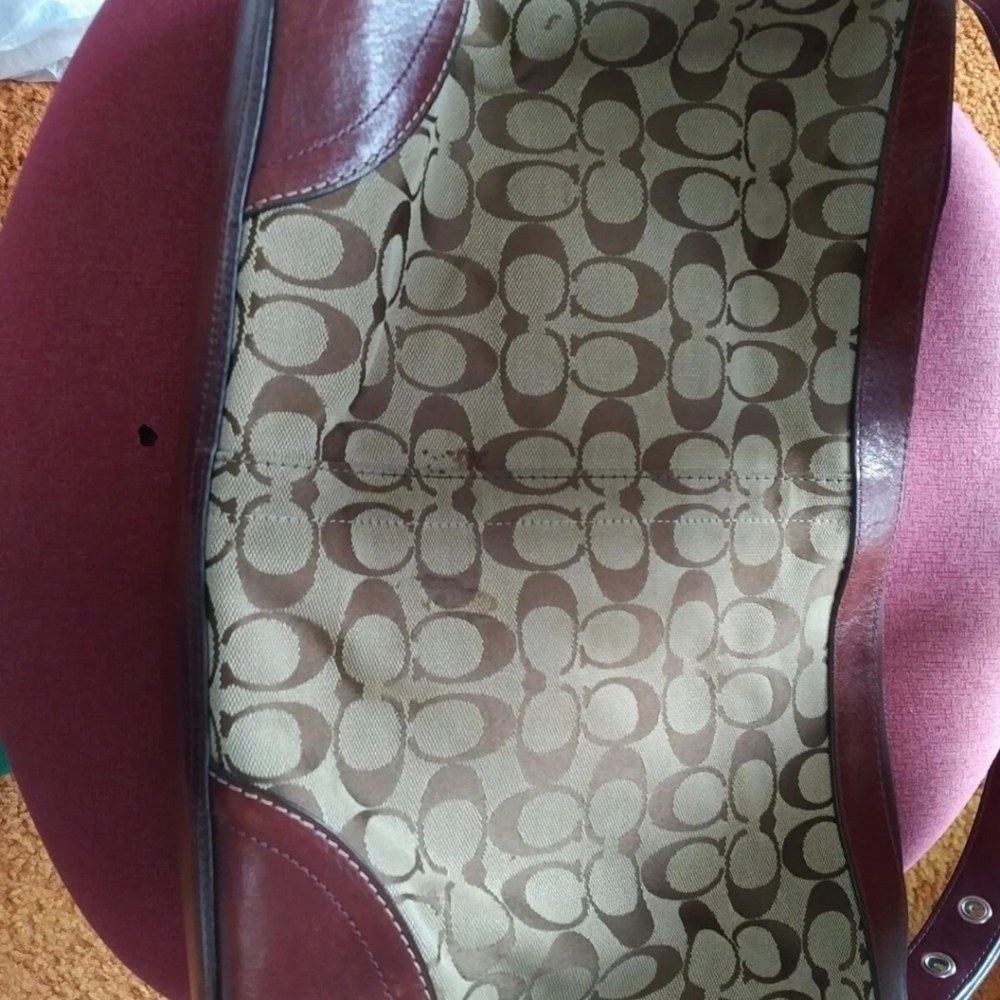 Coach burgundy monogram purse
